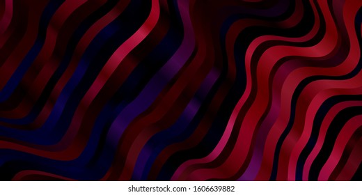 Dark Purple, Pink vector background with wry lines. Colorful abstract illustration with gradient curves. Pattern for websites, landing pages.