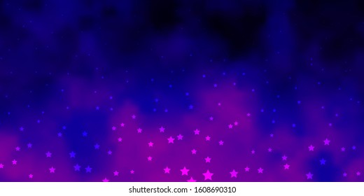 Dark Purple, Pink vector background with small and big stars. Decorative illustration with stars on abstract template. Pattern for websites, landing pages.