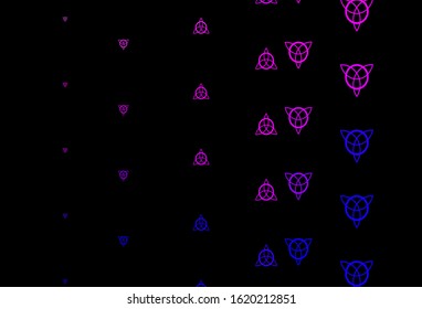 Dark Purple, Pink vector background with occult symbols. Abstract illustration with gothic gradient shapes. Design for magic, spiritual events.