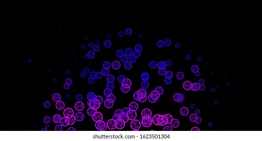 Dark Purple, Pink vector background with occult symbols. Abstract illustration with gothic gradient shapes. Simple design for occult depiction.