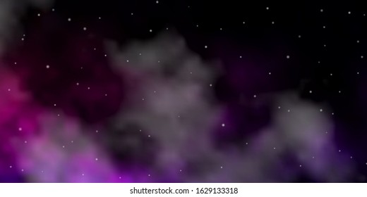 Dark Purple, Pink vector background with small and big stars. Blur decorative design in simple style with stars. Pattern for new year ad, booklets.