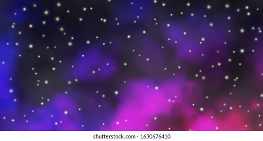 Dark Purple, Pink vector background with colorful stars. Shining colorful illustration with small and big stars. Best design for your ad, poster, banner.