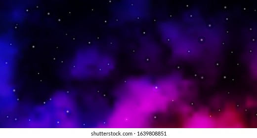 Dark Purple, Pink vector background with colorful stars. Decorative illustration with stars on abstract template. Pattern for websites, landing pages.