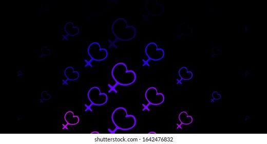 Dark Purple, Pink vector background with woman symbols. Abstract illustration with a depiction of women's power. Background for International Women’s Day.