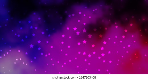 Dark Purple, Pink vector background with small and big stars. Colorful illustration in abstract style with gradient stars. Best design for your ad, poster, banner.