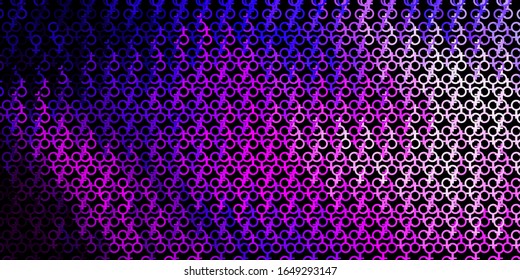 Dark Purple, Pink vector background with occult symbols. Colorful vintage illustration with gradient alchemy shapes. Best design halloween events.