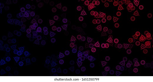 Dark Purple, Pink vector background with occult symbols. Abstract illustration with gothic gradient shapes. Simple design for occult depiction.