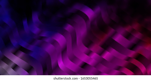 Dark Purple, Pink vector background with wry lines. Gradient illustration in simple style with bows. Template for your UI design.