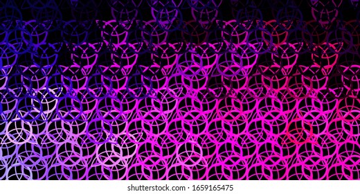 Dark Purple, Pink vector background with occult symbols. Illustration with magical signs of spiritual power. Background for esoteric, mystic designs.
