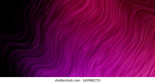 Dark Purple, Pink vector background with curved lines. Colorful geometric sample with gradient curves.  Smart design for your promotions.