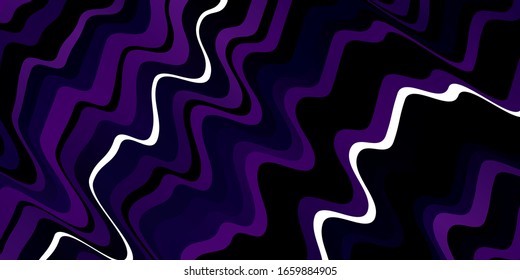 Dark Purple, Pink vector background with lines. Abstract gradient illustration with wry lines. Best design for your ad, poster, banner.