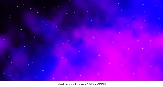 Dark Purple, Pink vector background with small and big stars. Blur decorative design in simple style with stars. Design for your business promotion.