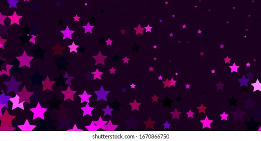 Dark Purple, Pink vector background with small and big stars. Blur decorative design in simple style with stars. Theme for cell phones.