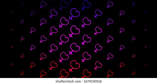 Dark Purple, Pink vector background with woman symbols. Abstract illustration with a depiction of women's power. Simple design for your web site.