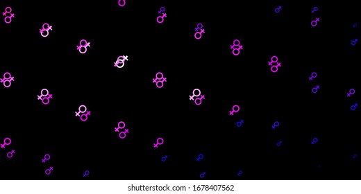 Dark Purple, Pink vector background with woman symbols. Illustration with signs of women's strength and power. Best design to show the power of women.