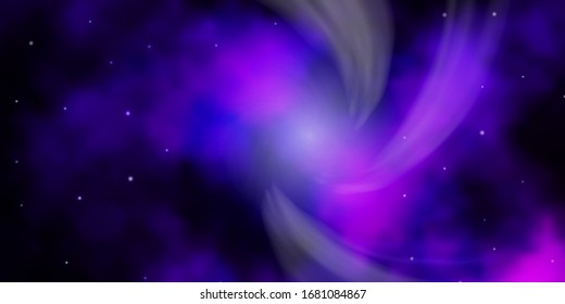 Dark Purple, Pink vector background with colorful stars. Modern geometric abstract illustration with stars. Theme for cell phones.