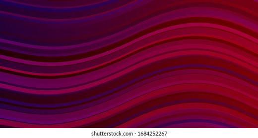 Púrpura oscura, fondo vector rosado con líneas dobladas. Ilustración de degradado abstracta con líneas de desgaste. Patrón de anuncios, comerciales.