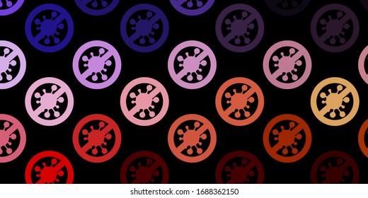 Dark Purple, Pink vector background with covid-19 symbols. Colorful abstract illustration with gradient medical shapes. Wallpaper for health protection.