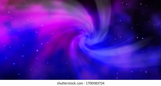 Dark Purple, Pink vector background with colorful stars. Shining colorful illustration with small and big stars. Theme for cell phones.