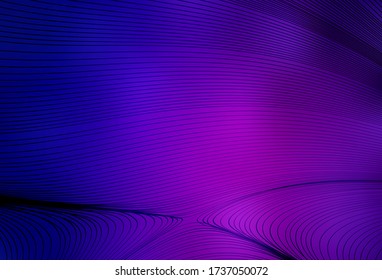 Púrpura oscuro, fondo vector rosado con líneas curvas. Ilustración abstracta de gradiente moderno con líneas de banda. Plantilla sencilla para su diseño.