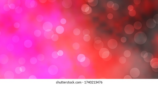 Dark Purple, Pink vector background with bubbles. Illustration with set of shining colorful abstract spheres. Pattern for websites.