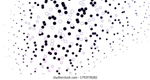 Púrpura oscuro, fondo vector rosado con puntos. Ilustración abstracta con puntos coloridos al estilo de la naturaleza. Patrón para sitios web.