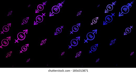 Dark Purple, Pink vector background with woman symbols. Simple design in abstract style with women’s rights activism. Elegant design for wallpapers.