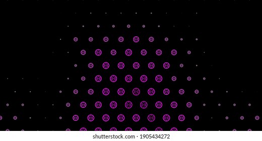 Dark Purple, Pink vector background with occult symbols. Colorful mystic symbols with a gradient in ancient style. Best design halloween events.