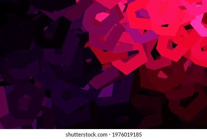 Dark Purple, Pink vector background with set of hexagons. Design in abstract style with hexagons. Pattern for ads, leaflets.