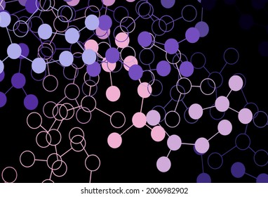 Dark Purple, Pink vector background with forms of artificial intelligence. Colorful design in simple style with AI links. Template for ads of intellect, innovations.