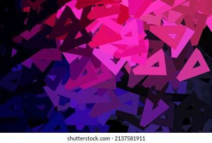 Dark Purple, Pink vector background with triangles. Glitter abstract illustration with triangular shapes. Modern template for landing page.