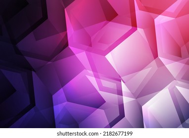 Púrpura oscuro, fondo vector rosado con conjunto de hexágonos. Desenfoque del fondo con hexágonos coloridos. Patrón para las páginas de aterrizaje.