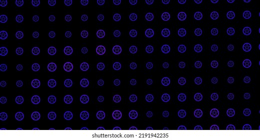 Dark Purple, Pink vector background with occult symbols. Retro design in abstract style with witchcraft forms. Best design halloween events.
