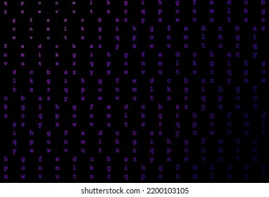 Dark purple, pink vector background with signs of alphabet. Blurred design in simple style with signs of alphabet. The pattern can be used for school, grammar websites.