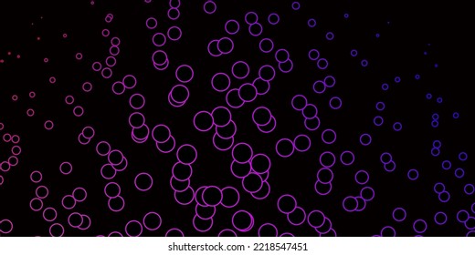 Dunkelviolett, rosafarbener Vektorhintergrund mit Kreisen. Abstrakte Illustration mit bunten Tropfen. Design für Ihre Werbespots.