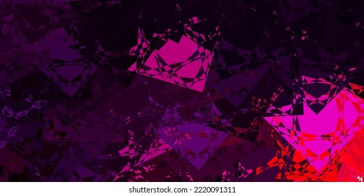 Púrpura oscuro, fondo vector rosado con triángulos. Ilustración de material web con triángulos abstractos coloridos. Plantilla para comerciales.