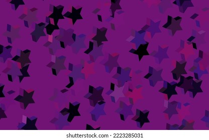 Dark Purple, Pink vector background with colored stars. Stars on blurred abstract background with gradient. Pattern for astronomy websites.
