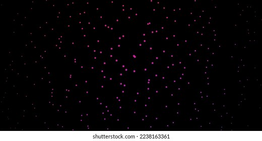 Púrpura oscuro, fondo vector rosado con estrellas pequeñas y grandes. Ilustración colorida en estilo abstracto con estrellas degradadas. Diseño para su promoción comercial.