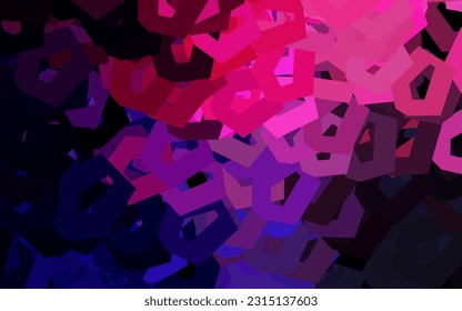 Dark Purple, Pink vector background with hexagons. Abstract illustration with colorful hexagons. Design for your business advert.