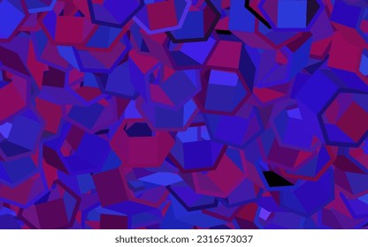 Púrpura oscuro, fondo vector rosado con hexágonos. Desenfoque del fondo con hexágonos coloridos. Nueva plantilla para tu libro de marcas.