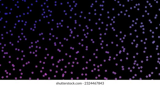 Púrpura oscuro, fondo vector rosado con estrellas coloridas. Ilustración colorida en estilo abstracto con estrellas degradadas. Patrón para sitios web, páginas de inicio.
