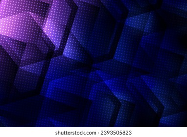 Púrpura oscuro, fondo vector rosado con conjunto de hexágonos. Ilustración abstracta brillante en estilo hexagonal. Patrón para las páginas de aterrizaje.