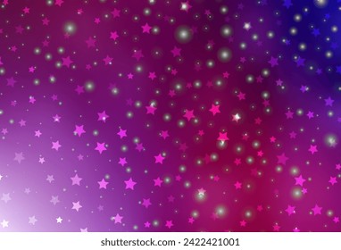 Púrpura oscuro, fondo vector rosado en estilo navideño. Ilustración abstracta de gradiente con coloridas cosas navideñas. Mejor diseño para un afiche de la universidad, pancarta.