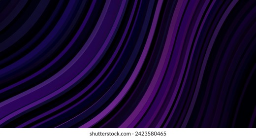 Dark Purple, Pink vector background with bent lines. Illustration in halftone style with gradient curves. Pattern for websites, landing pages.