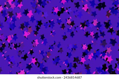 Dark Purple, Pink vector background with colored stars. Shining colored illustration with stars. Smart design for your business advert.