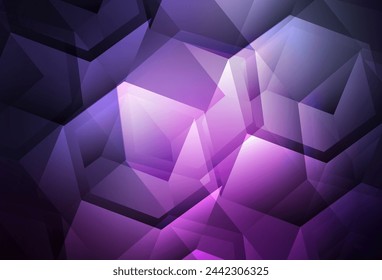 Dunkelvioletter, rosafarbener Vektorhintergrund mit Hexagonen. Abstrakte Illustration im sechseckigen Stil. Neue Vorlage für Ihr Markenbuch.
