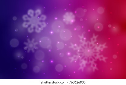 Dark Purple, Pink vector background with xmas snowflakes. Modern geometrical abstract illustration with crystals of ice. New year design for your business advert.