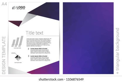 Dark Purple, Pink vector  brochure for ui, ux design. Beautiful colored sample in A4 size. Completely new template for your brand book.