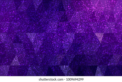 Dark Purple, Pink vector christmas polygon background. Low poly Illustration consisting of triangles with snowflakes. Texture background of New Year celebration.