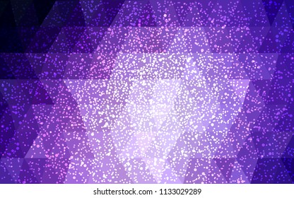 Dark Purple, Pink vector christmas polygon background. Low poly Illustration consisting of triangles with snowflakes. Texture background of New Year celebration.